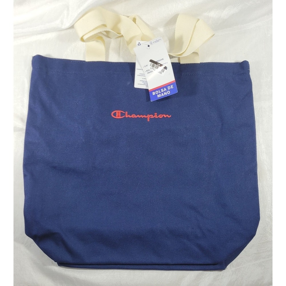 Champion Large Canvas Tote Bag w/ Snap Closure 15.5"H x 17"W - Blue
